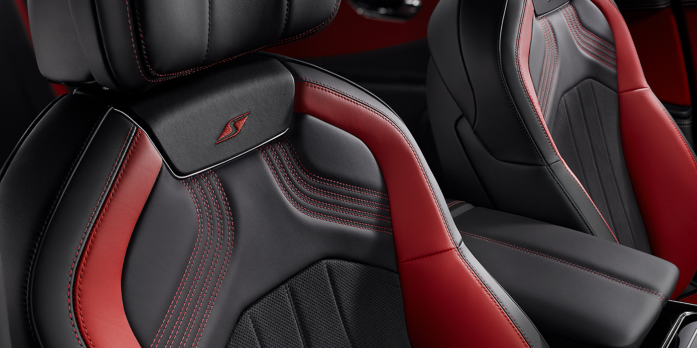Bentley Kaohsiung Bentley Flying Spur S seat in Beluga black and \hotspur red hide with S emblem stitching