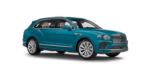 Bentley Kaohsiung Bentley Bentayga EWB Azure front side angled view in Topaz blue coloured exterior. 