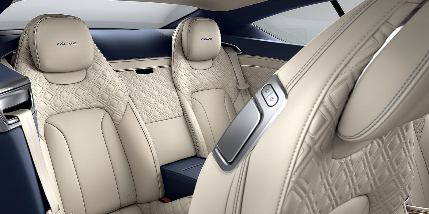 Bentley Kaohsiung Bentley Continental GT Azure coupe rear interior in Imperial Blue and Linen hide