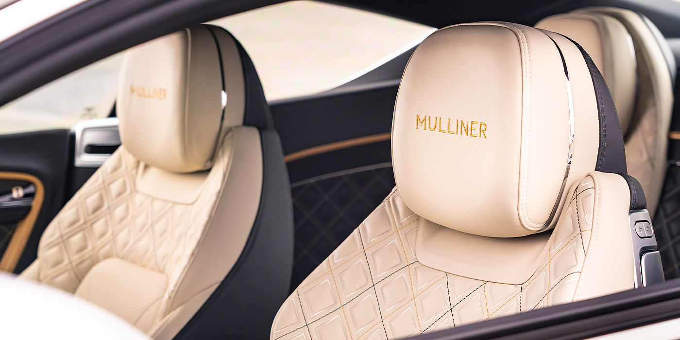 Bentley Kaohsiung Bentley Continental GT Mulliner coupe seat detail in Beluga black and Linen hide
